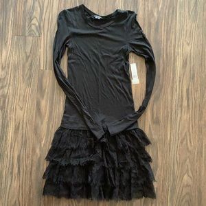 Theory black archan ivy lace long sleeve dress